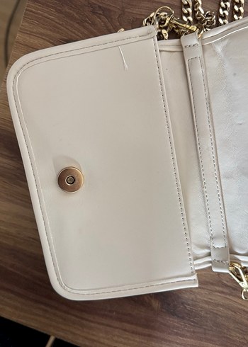 Bej Deri Zincir Detaylı Kadın Çanta - Görsel 4