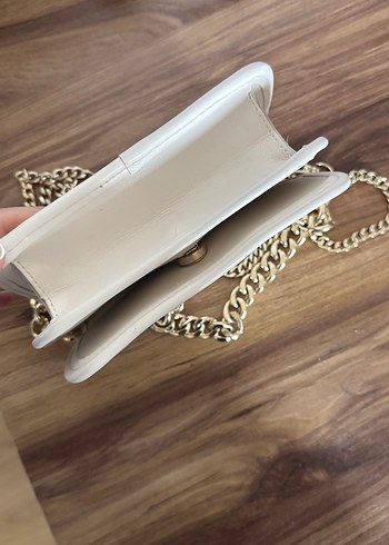 Bej Deri Zincir Detaylı Kadın Çanta - Görsel 6