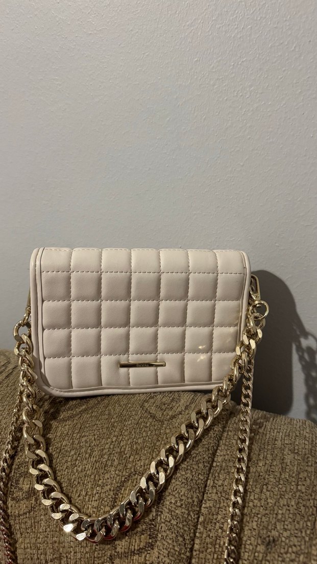 Bej Deri Zincir Detaylı Kadın Çanta - Görsel 2