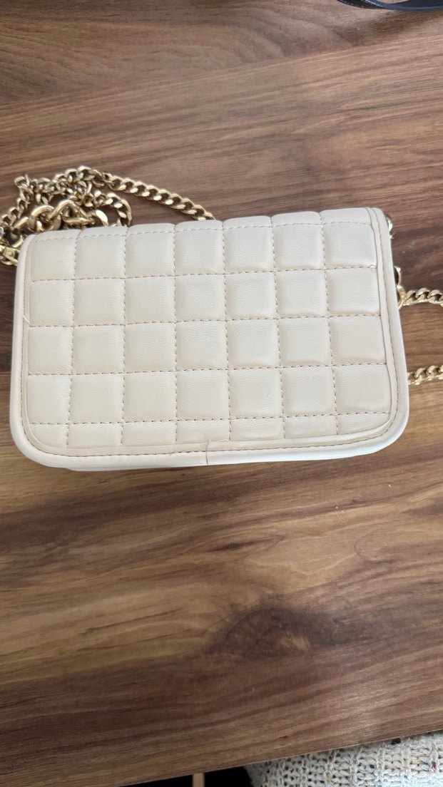 Bej Deri Zincir Detaylı Kadın Çanta - Görsel 5