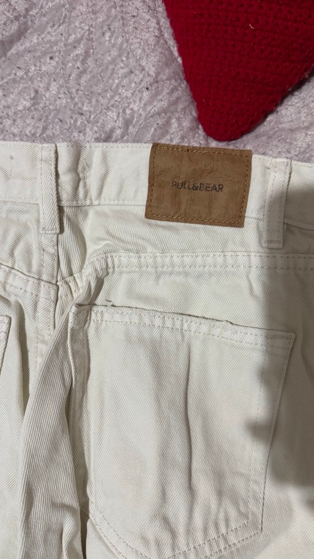Pull&bear Ekru kesik paça jean - Görsel 2