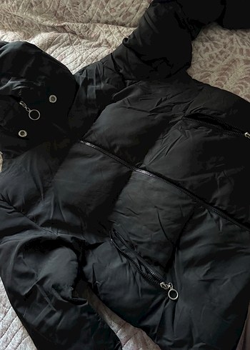 Siyah Fermuarlı Kadın şişme mont - Görsel 2