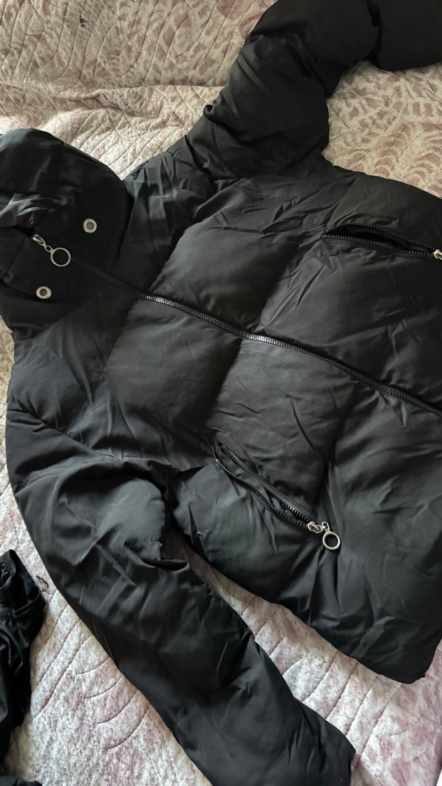 Siyah Fermuarlı Kadın şişme mont - Görsel 5