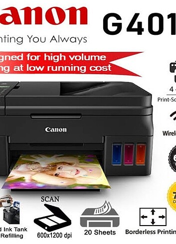 CANON PİXMA MÜREKKEP TANKLI WİFİ YAZICI TARAYICI FAX