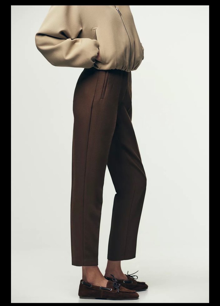 Zara Kadın Kahverengi YÜKSEK BEL PANTOLON - Görsel 4