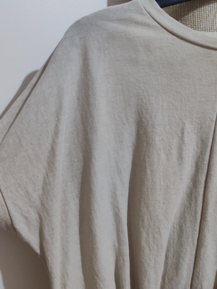 Bej Keten Kadın Tişört - Görsel 2