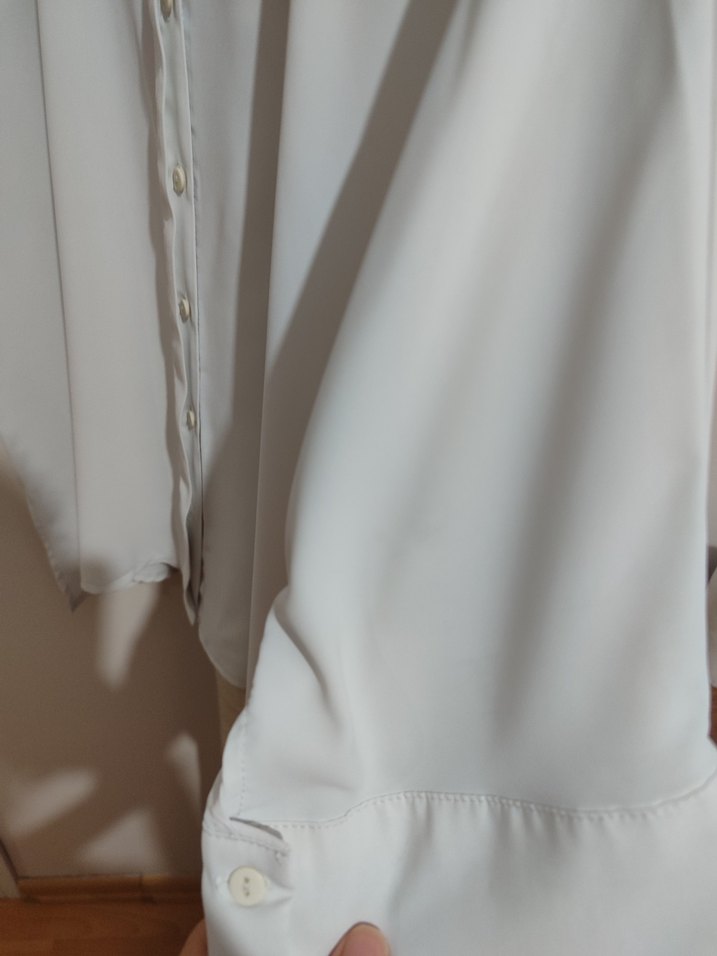 Beyaz Keten Gömlek Yaka Kadın Gömlek - Görsel 3