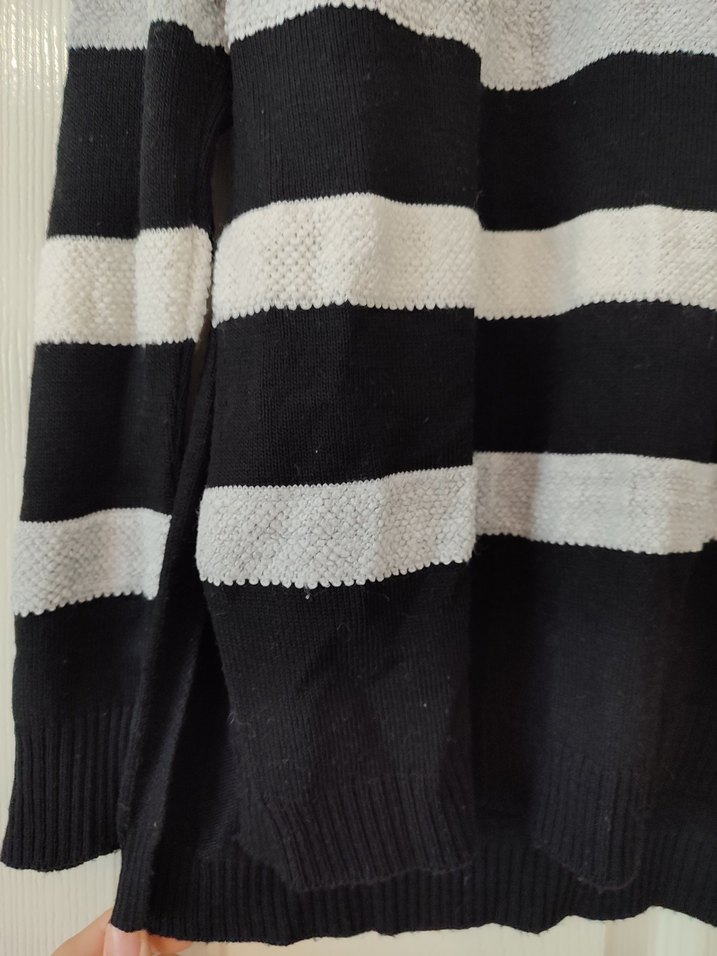 Çizgili Salaş Midi Kadın Kazak - Görsel 2