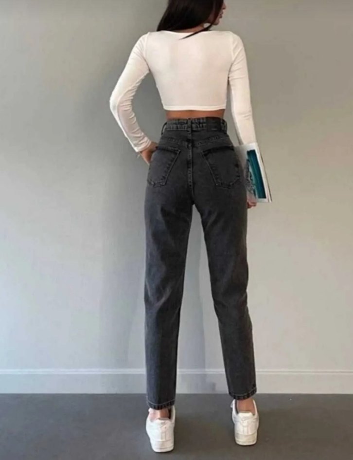 Gri kadın Jean pantolon - Görsel 2