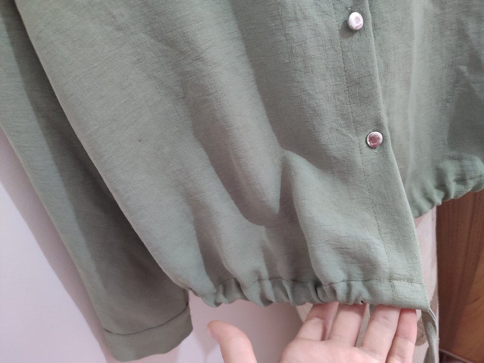 Kadın Haki Uzun Kollu Gömlek - Görsel 3