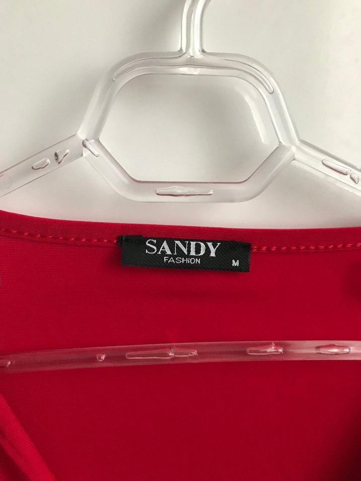 Kırmızı Drapeli V Yaka Uzun Kollu Bluz - Görsel 3