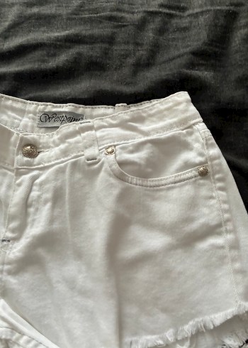 Kadın Beyaz Denim Mini Şort - Görsel 2