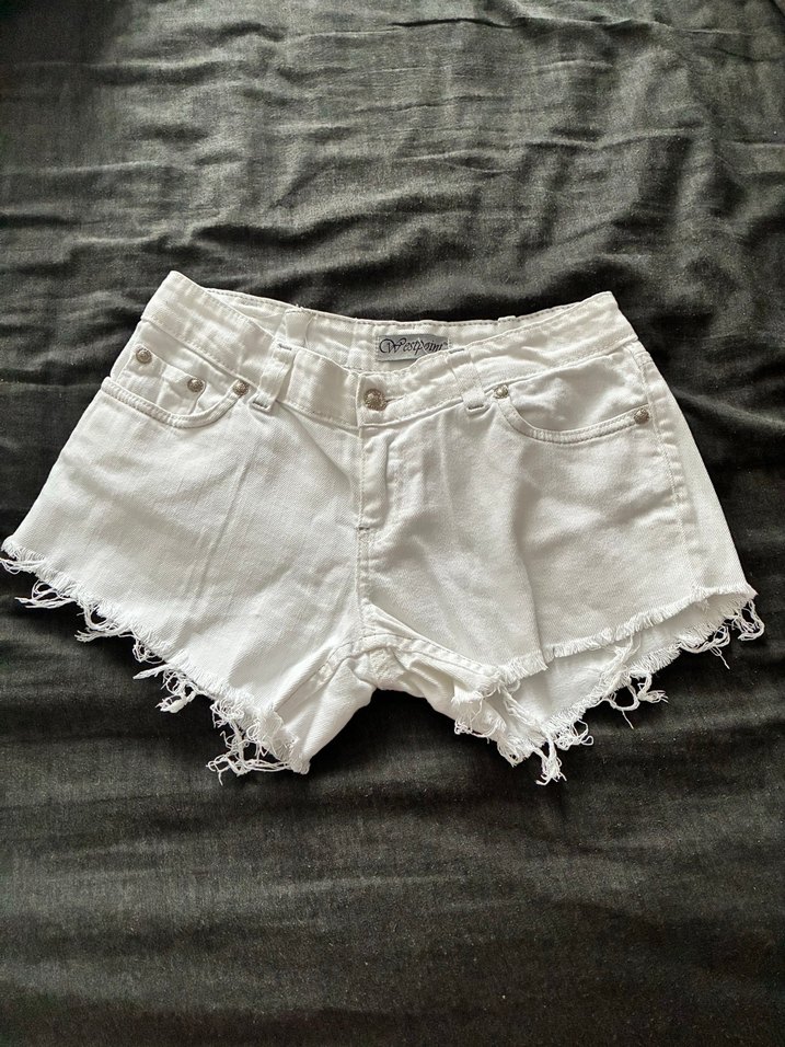 Kadın Beyaz Denim Mini Şort - Görsel 5