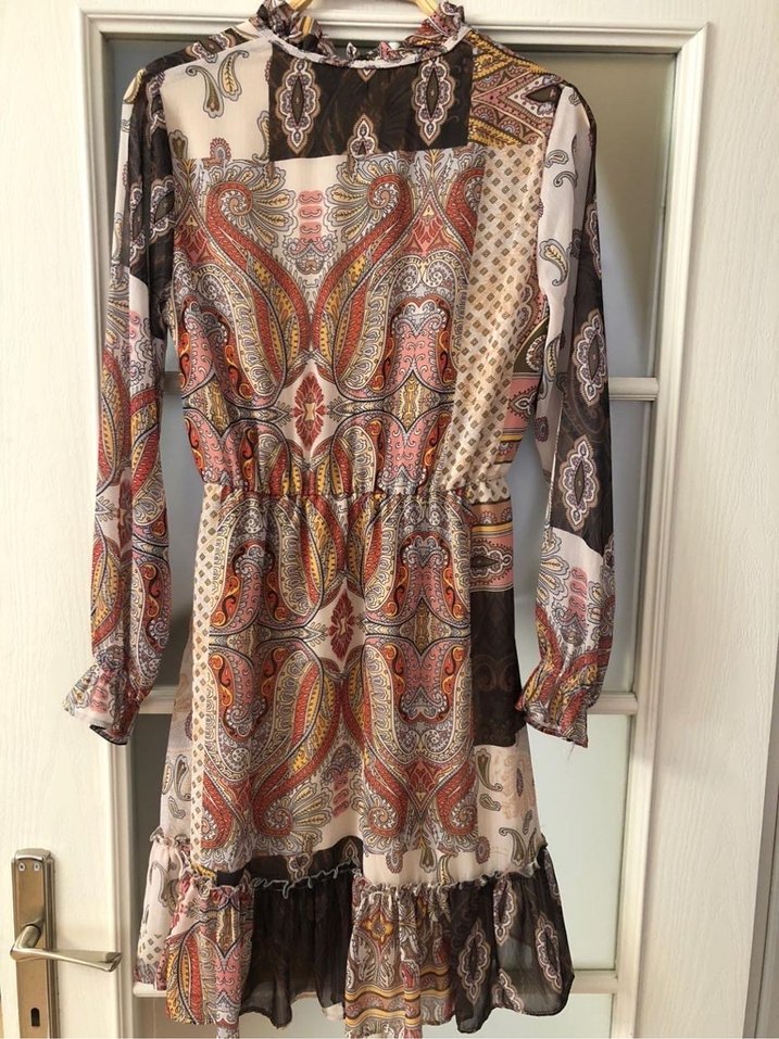 Bohem Desenli Uzun Kollu Kadın Elbise - Görsel 4