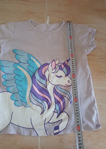 Defacto Kız Çocuk Unicorn Baskılı Gri Tişört