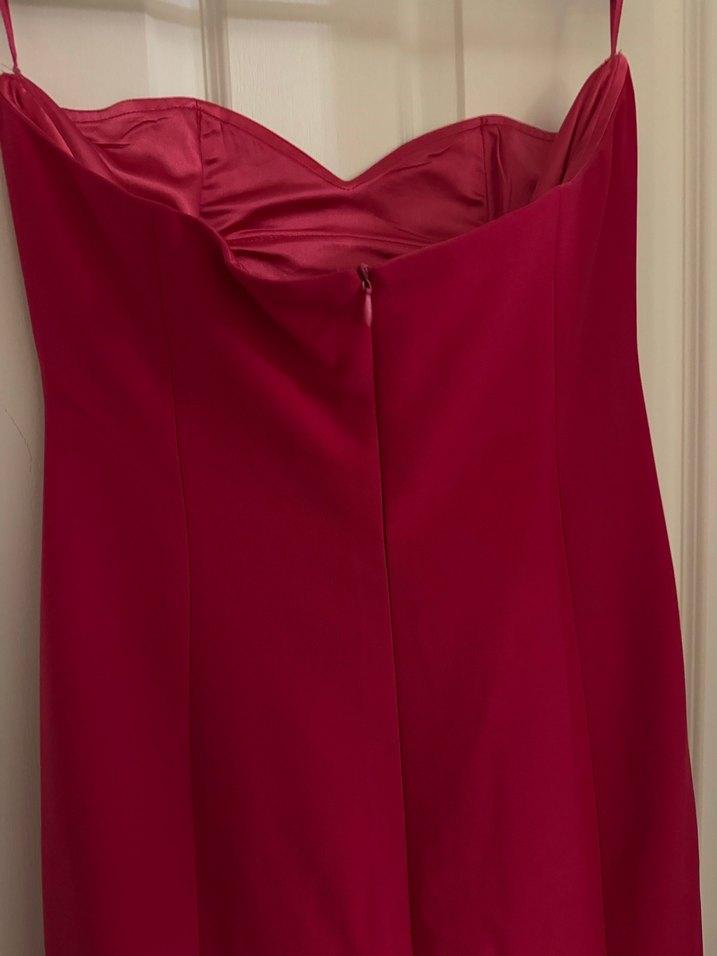 Pembe-Fuşya Straplez Uzun Abiye Elbise - Görsel 2