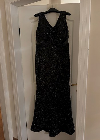 Siyah Payetli Uzun Abiye Elbise - Görsel 3
