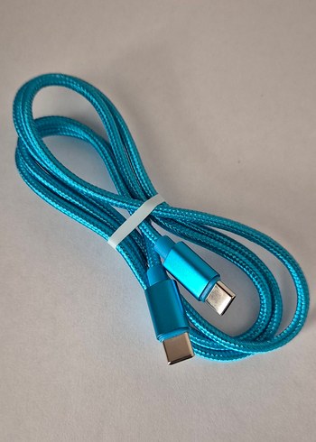 1 mt. Mavi 60 W USB-C-USB-C Telefon Şarj Kablosu Samsung-Iphone. - Görsel 2