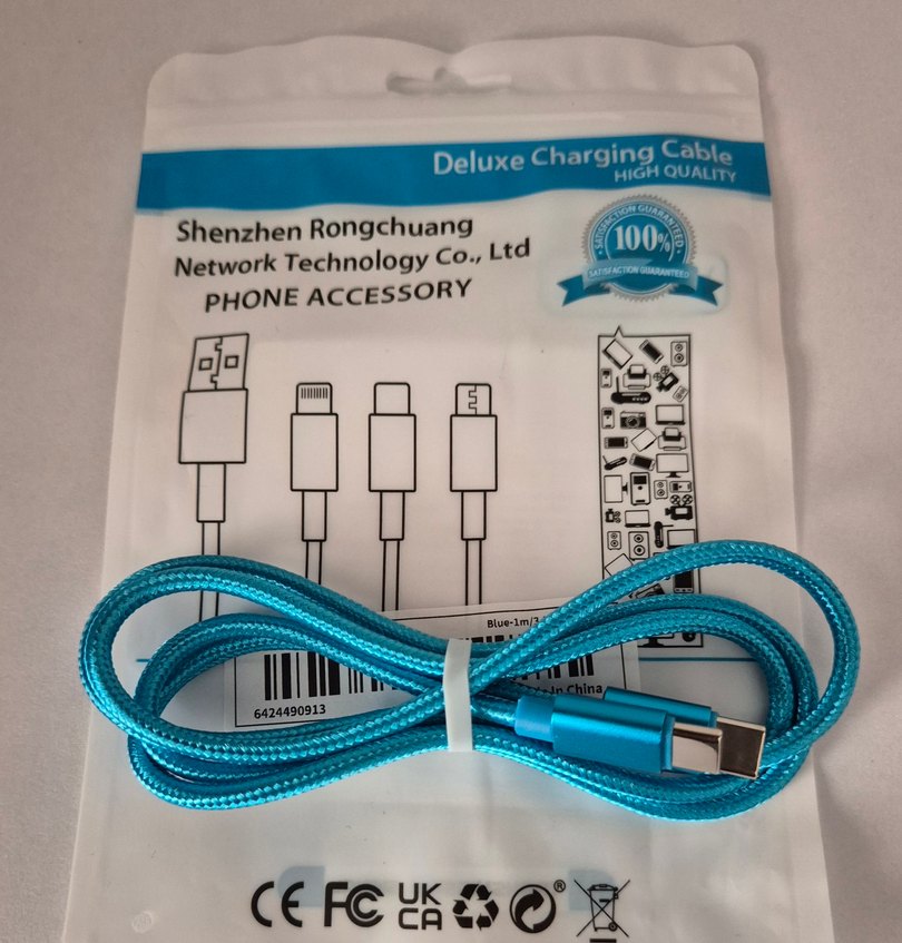 1 mt. Mavi 60 W USB-C-USB-C Telefon Şarj Kablosu Samsung-Iphone. - Görsel 3