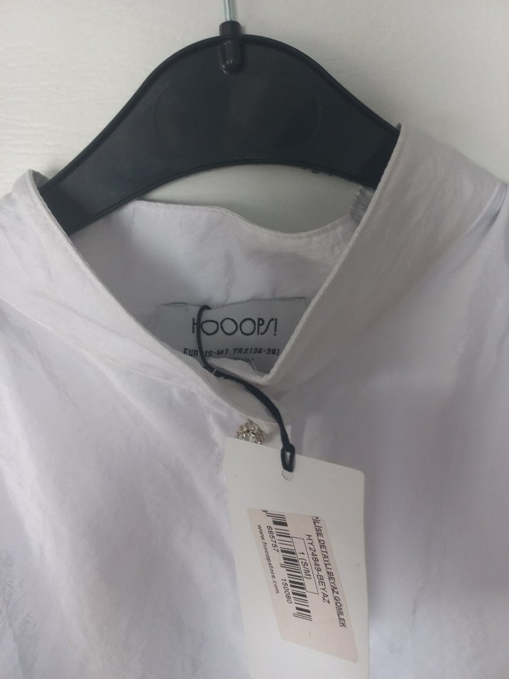 Beyaz Keten Pilili Yüksek Yakalı Midi Gömlek - Görsel 5