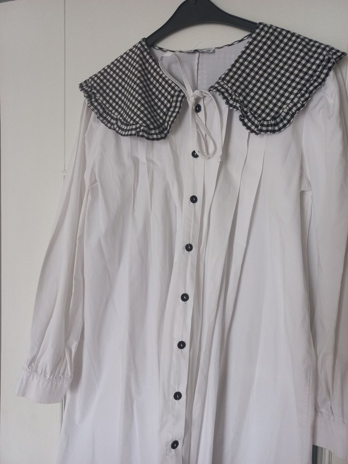 Düğmeli Beyaz Uzun Gömlek - Görsel 2