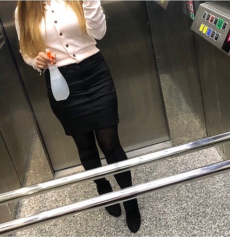Stradivarius Yüksek Bel Mumlu Etek
