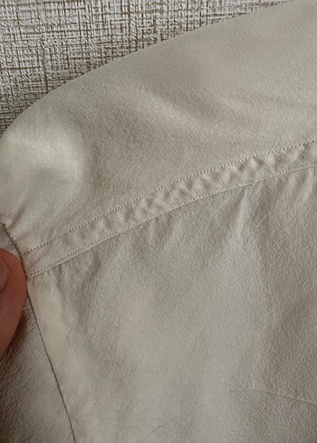 Vintage bej %100 ipek gömlek - Görsel 5