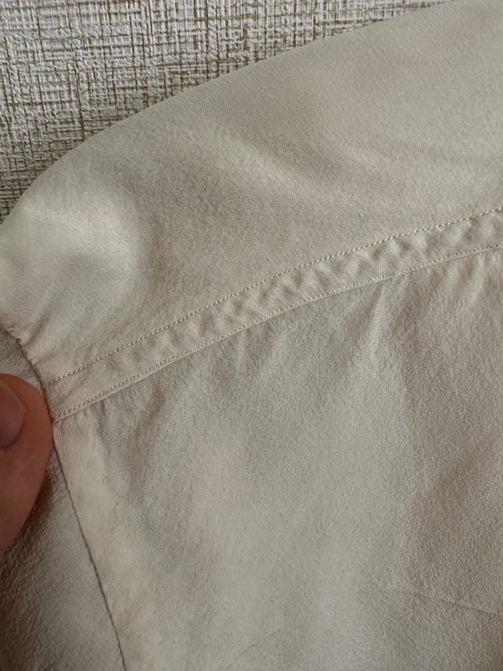 Vintage bej %100 ipek gömlek - Görsel 5