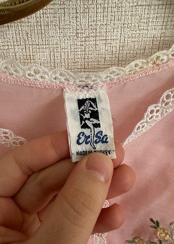 Nakışlı Pembe Uzun Kollu Bohem Gecelik - Görsel 4