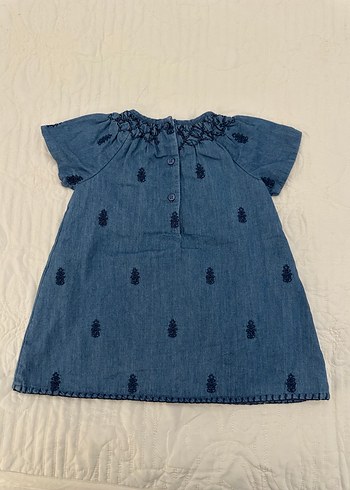 Kız Çocuk Lacivert Nakışlı Kot Elbise - Görsel 2