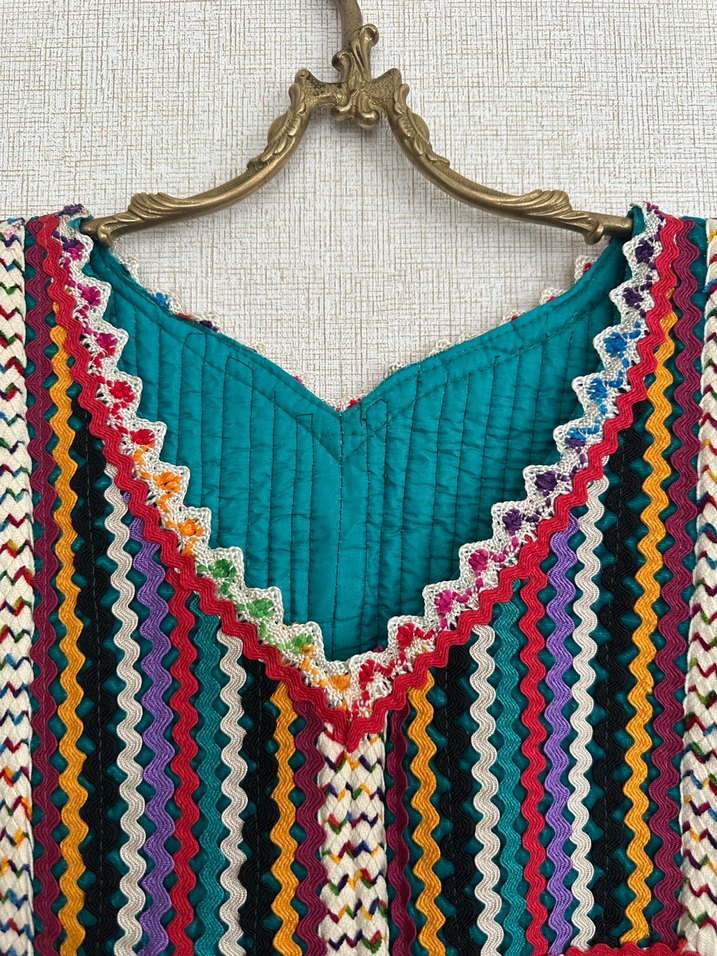 Güpür Detaylı Nakışlı Bohem Uzun Yöresel Kadife Elbise - Görsel 5