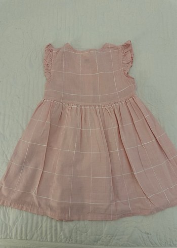 Kız Çocuk Pembe Düğmeli Pamuklu Elbise - Görsel 3