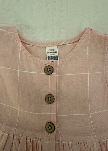 Kız Çocuk Pembe Düğmeli Pamuklu Elbise - Görsel 2