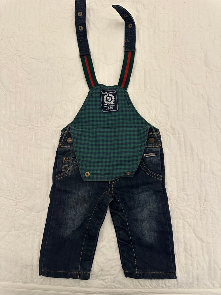 Erkek Çocuk Koyu Renk Denim Salopet - Görsel 3