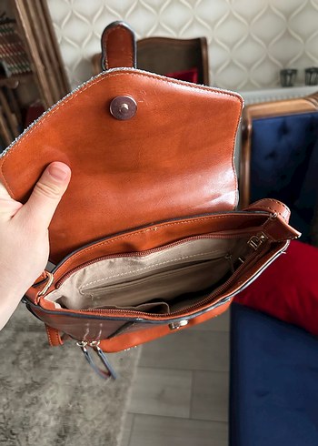 Gerçek vintage deri çanta - Görsel 4