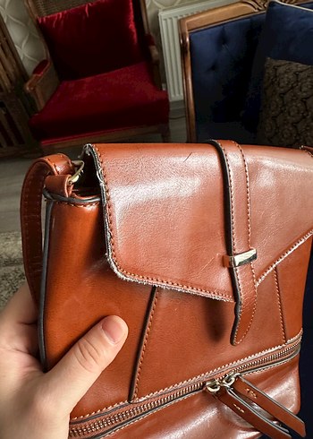 Gerçek vintage deri çanta - Görsel 5