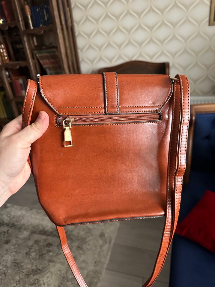 Gerçek vintage deri çanta - Görsel 3