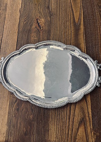 American Vintage Vintage Gumus Kaplama Oval Servis Tepsisi