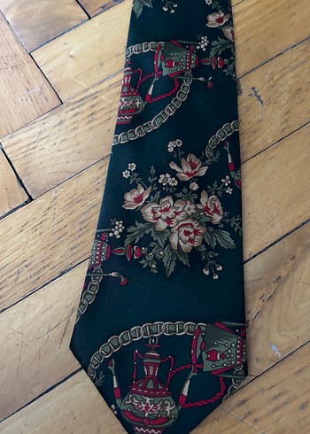 Çiçek ve Zincir Desenli Vintage Kravat