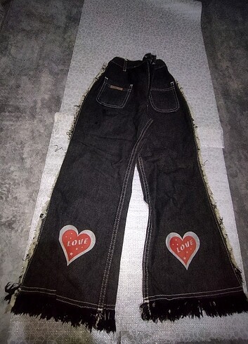 4 Yaş Beden siyah Renk Kız Vintage pantalon 