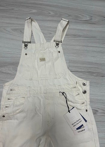 Pull Bear Ekru Kadın Denim Salopet - Görsel 2