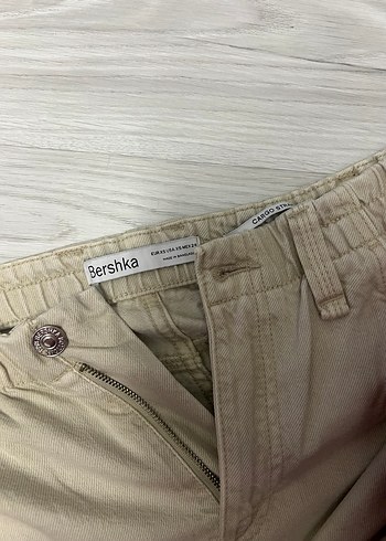 Bershka bej kargo bol paça kot pantolon - Görsel 2