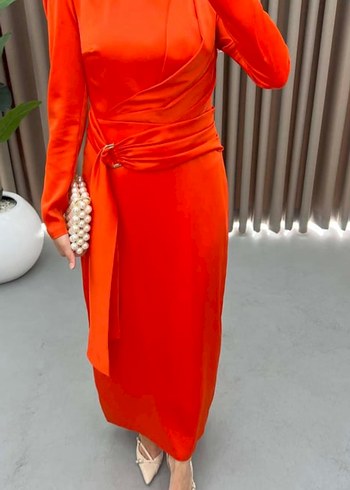 Mercan Tesettür Saten Elbise - Görsel 2