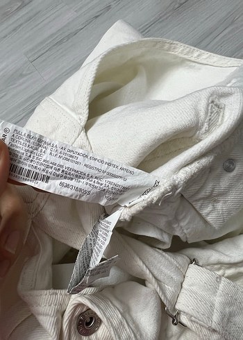 Pull Bear Ekru Kot Salopet Tulum - Görsel 5