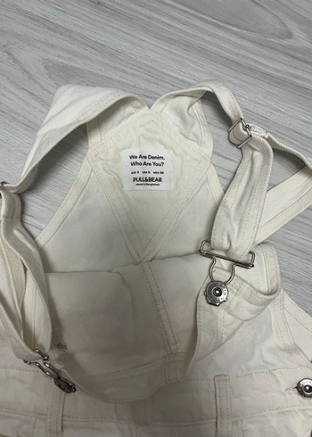 Pull Bear Ekru Kot Salopet Tulum - Görsel 4