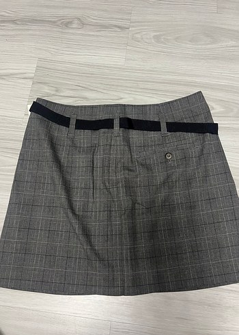 GAP Gri Ekoseli Mini Etek - Görsel 3