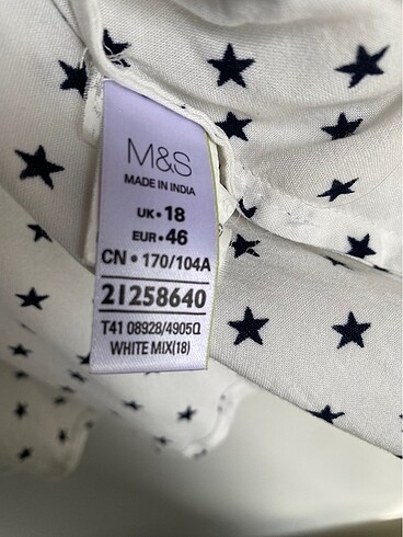 46 Beden beyaz Renk Marks & Spencer #gömlek