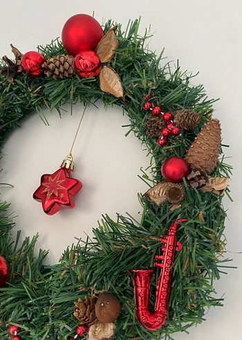 Kırmızı Süslemeli yılbaşı kapı süsü #el emeği - Görsel 4