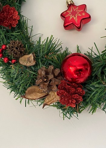 Kırmızı Süslemeli yılbaşı kapı süsü #el emeği - Görsel 3