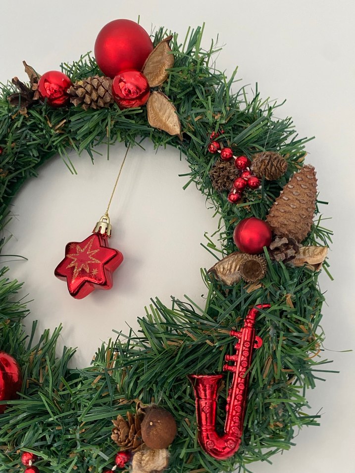 Kırmızı Süslemeli yılbaşı kapı süsü #el emeği - Görsel 4